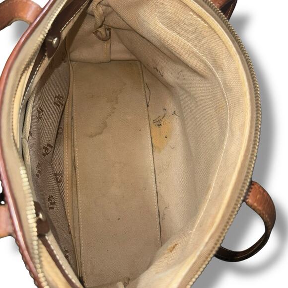 Dooney & Bourke Large Tassel Canvas Tote Bag Beige Brown Y2K — Read Description - Picture 14 of 15